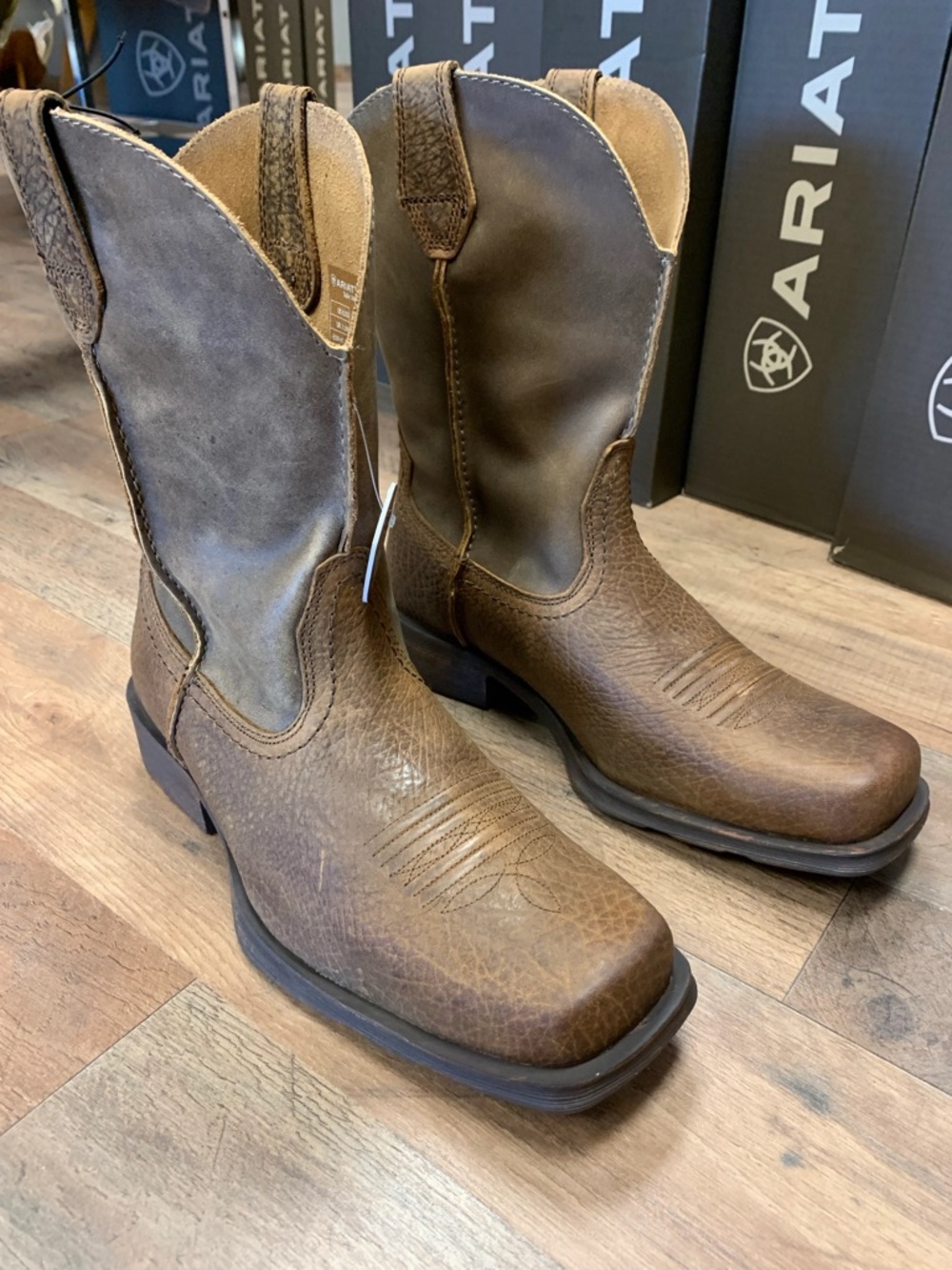 Ariat Brown Two-Tone Leather Western Work Boots